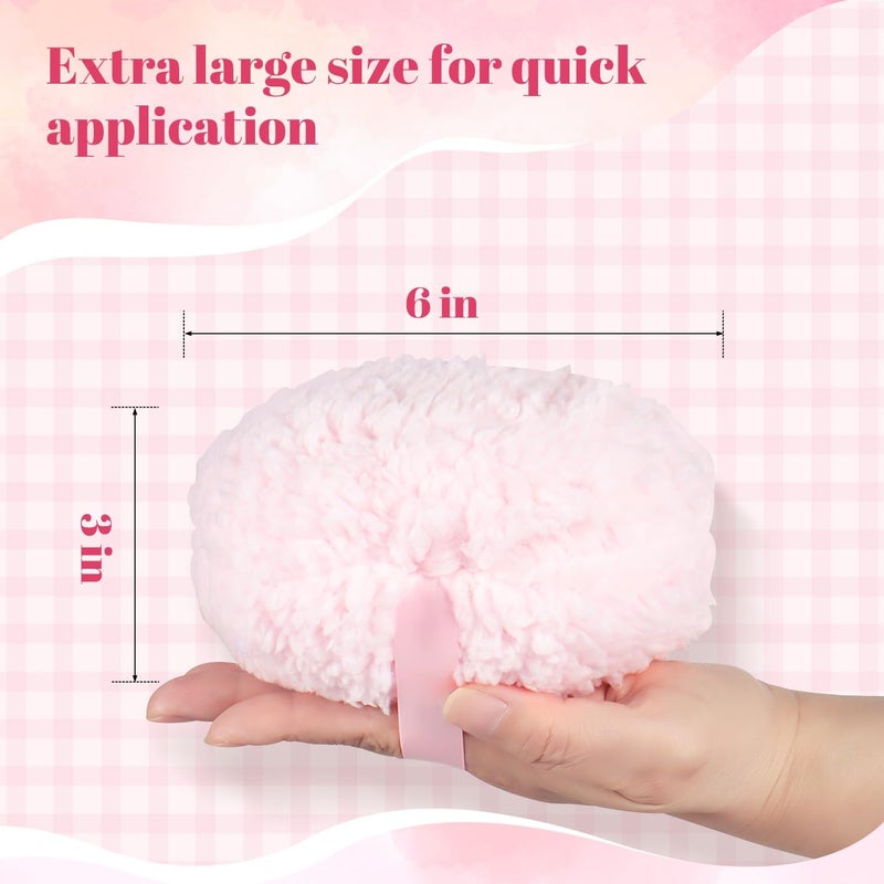 JOLY Extra Soft Powder Puff, 6" x 3" Large Body Powder Applicator, Dusting Powder Puffs with Loose Powder Container for Women (Pink) - Image 4